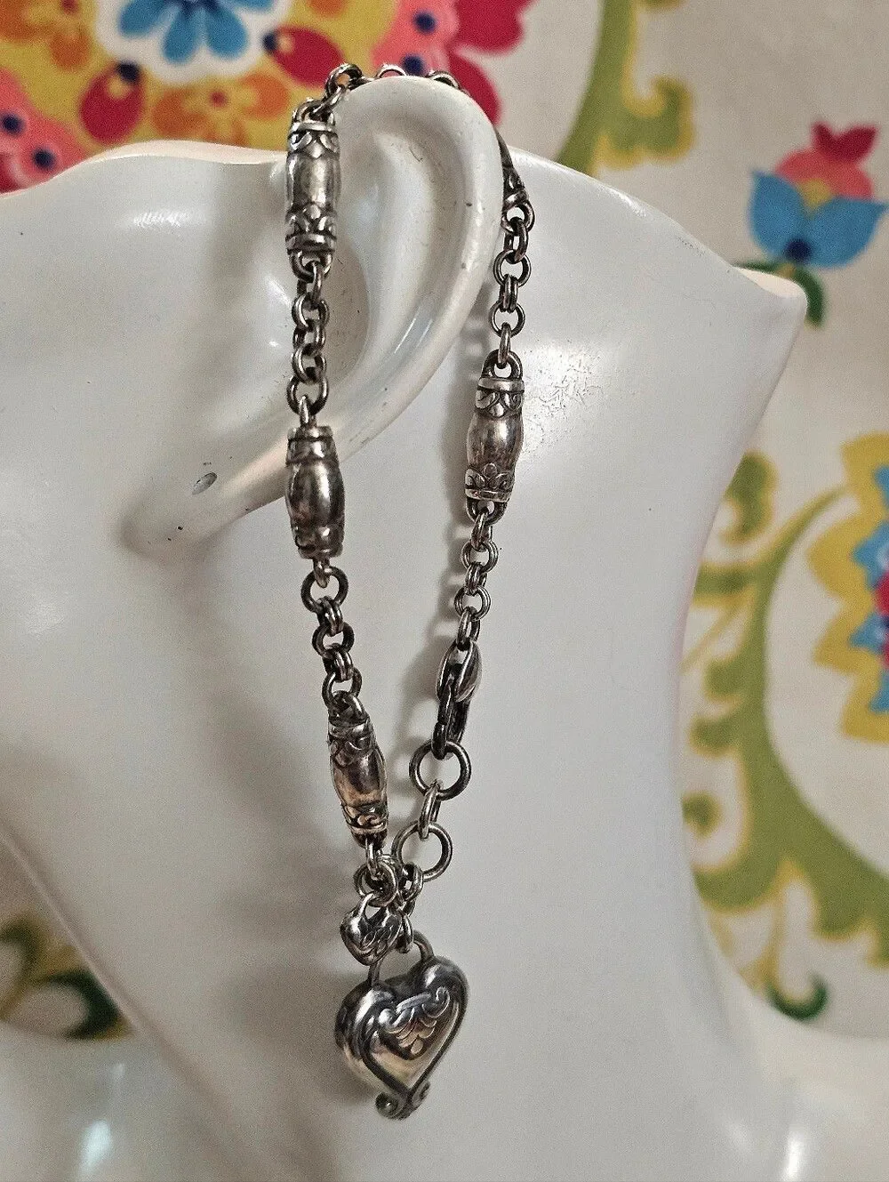 Brighton Silver-Tone Heart Pendant Bracelet